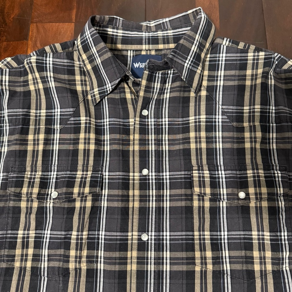 Wrangler Long Sleeve Pearl Snap Button Up Men’s XXL Gray Tan And Black